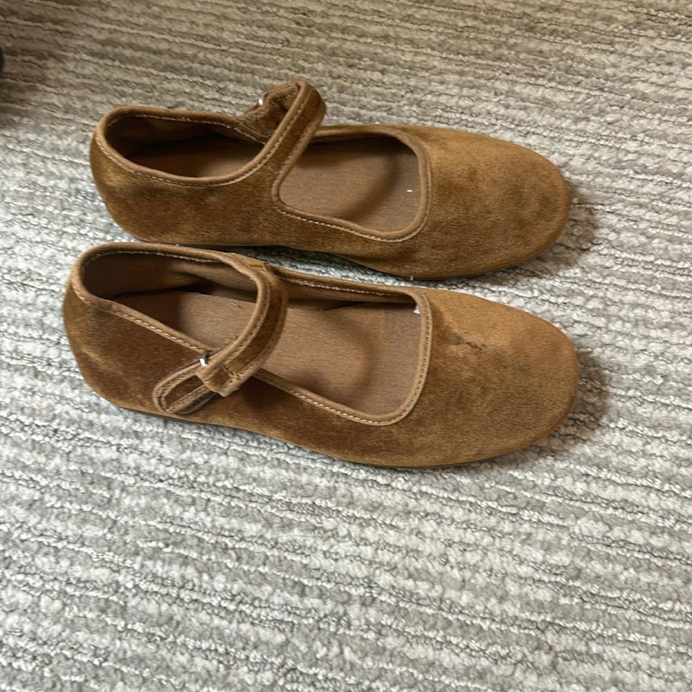 Brown velvet kids shoes - Picture 4 of 4